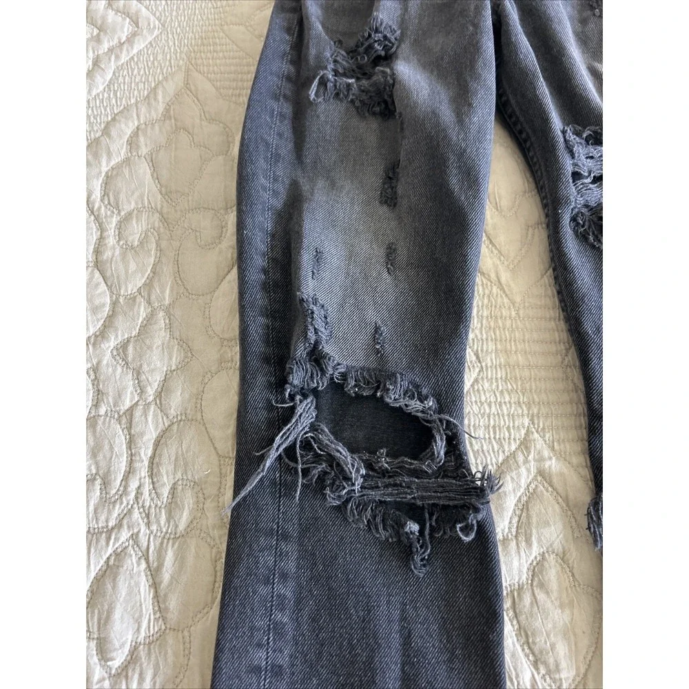 GRLFRND Karolina Jeans Women's 23 Black  Distressed Button Fly Raw‎ Hems